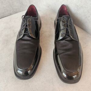 Sandro Moscoloni dress shoes 16 black nylon leather Crown oxford Made in Italy